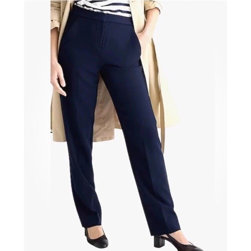 J. Crew Navy Blue Kate Straight Leg Pants Stretch Women’s Size 8